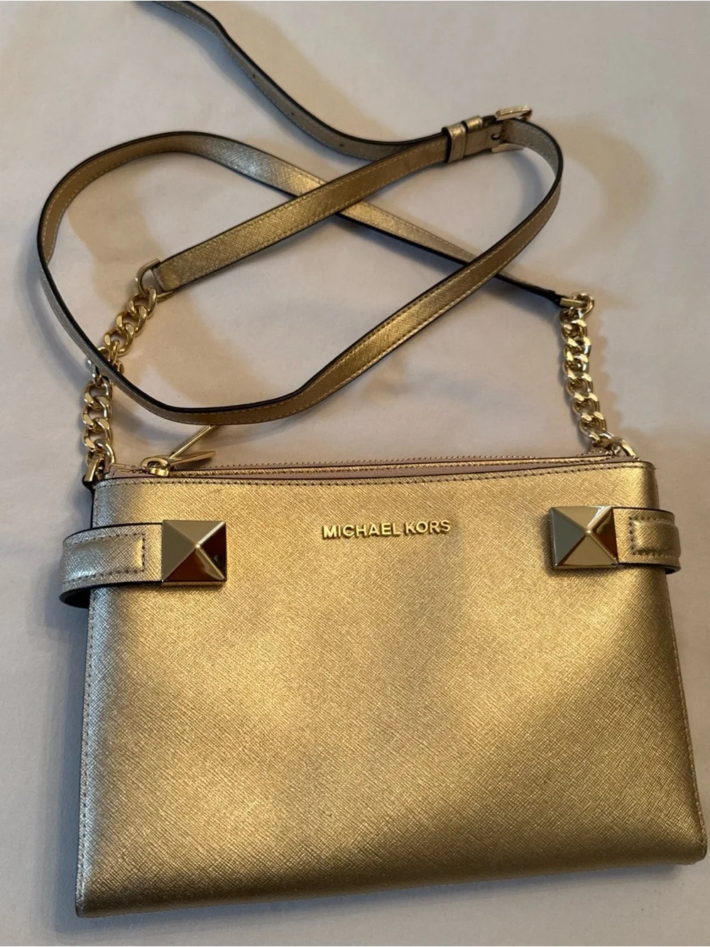 Michael Kors Metallic Gold Crossbody with Chain Strap
